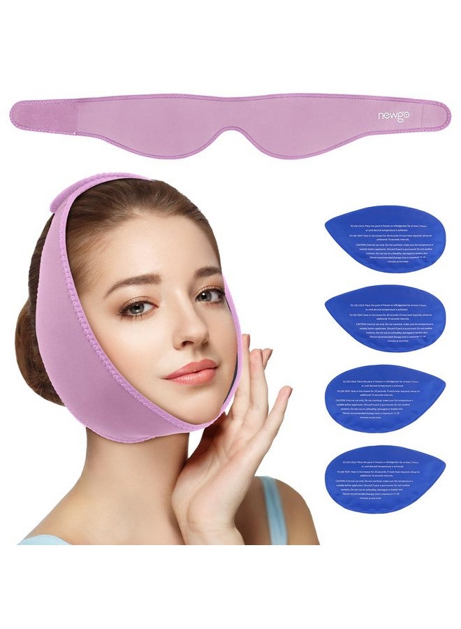 NEWGO Wisdom Teeth Ice Pack Head Wrap Jaw Ice Pack for Face Oral Surgery, FSA/HSA Eligible with 4 Hot/Cold Gel Pack for TMJ, Tooth Extraction, Tonsillectomy Recovery - Purple - Image 1
