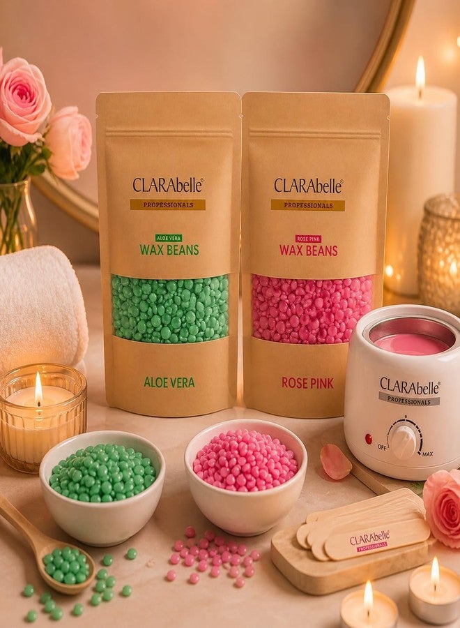 CLARABELLE PROFESSIONALS Unisex Adult Hair Removal Brazilian Hard Wax Beans For Face, Eyebrow, Back, Chest, Bikini Areas, Legs, Arms and Beards (100 GM, Aloe Vera + Rose Pink) - Image 2