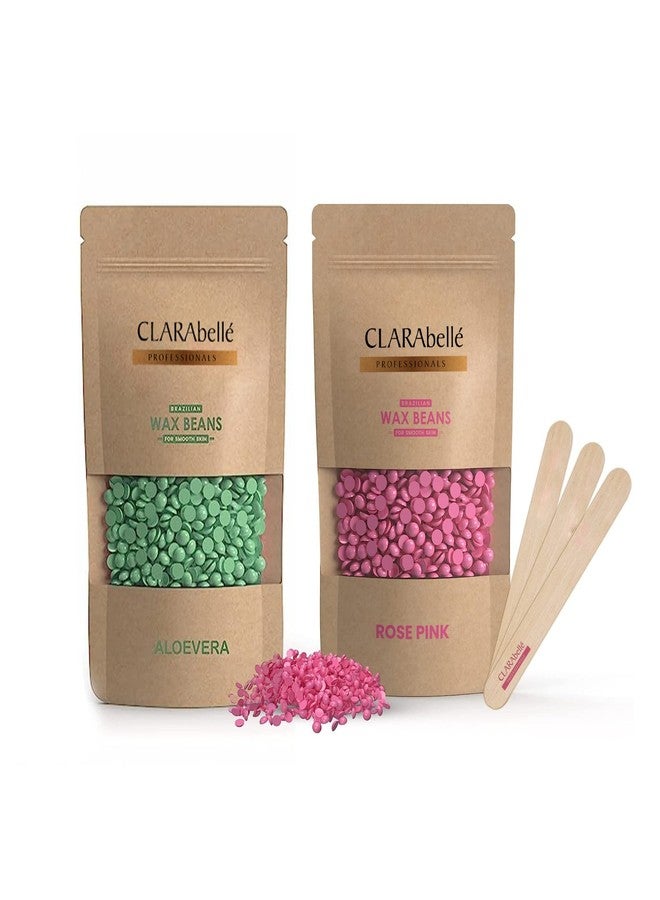 CLARABELLE PROFESSIONALS Unisex Adult Hair Removal Brazilian Hard Wax Beans For Face, Eyebrow, Back, Chest, Bikini Areas, Legs, Arms and Beards (100 GM, Aloe Vera + Rose Pink) - Image 1