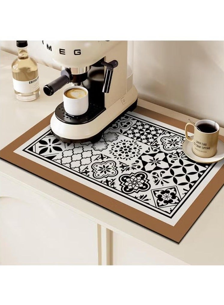 XiuWoo 30x40cm Boho Style Coffee Bar Mat, Coffee Maker Mat for Countertops Fit Under Coffee Maker Machine, Fast Water Absorption, Hide Stains, Easy to Clean, Dish Drying Mat, Super Absorbent Dish Draining Mat, Scald Proof Mat for Kitchen - Image 1