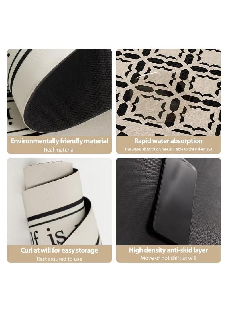 XiuWoo 30x40cm Boho Style Coffee Bar Mat, Coffee Maker Mat for Countertops Fit Under Coffee Maker Machine, Fast Water Absorption, Hide Stains, Easy to Clean, Dish Drying Mat, Super Absorbent Dish Draining Mat, Scald Proof Mat for Kitchen - Image 4