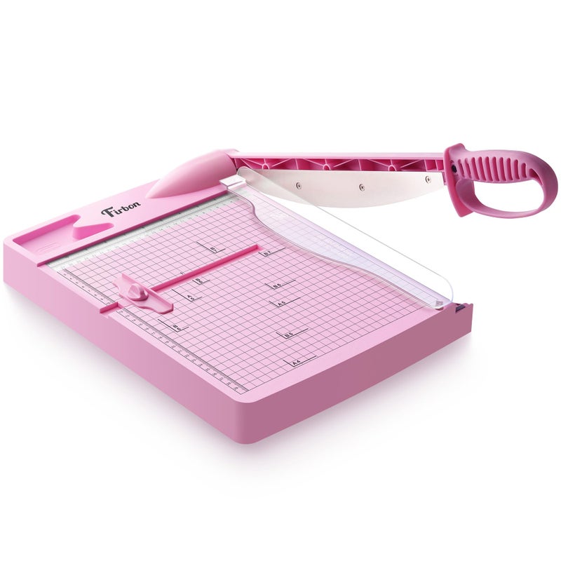 Firbon 12" Guillotine Paper Cutter, Heavy Duty 30-Sheet Capacity Trimmer for Cardstock, Photos, Scrapbooking, Office, Classroom, Studio (Pink) - Image 1
