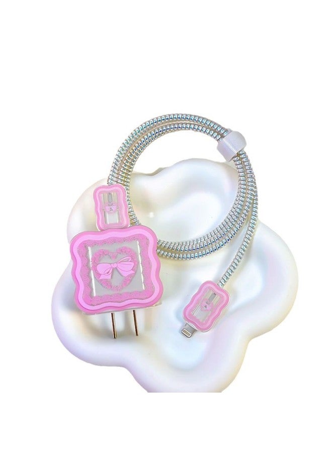 Pink Bow Love For Apple 20w Charging Head Protective Cover 18w Data Line Bite Anti-Break-Specifications:Pink Bow Heart  - Image 5