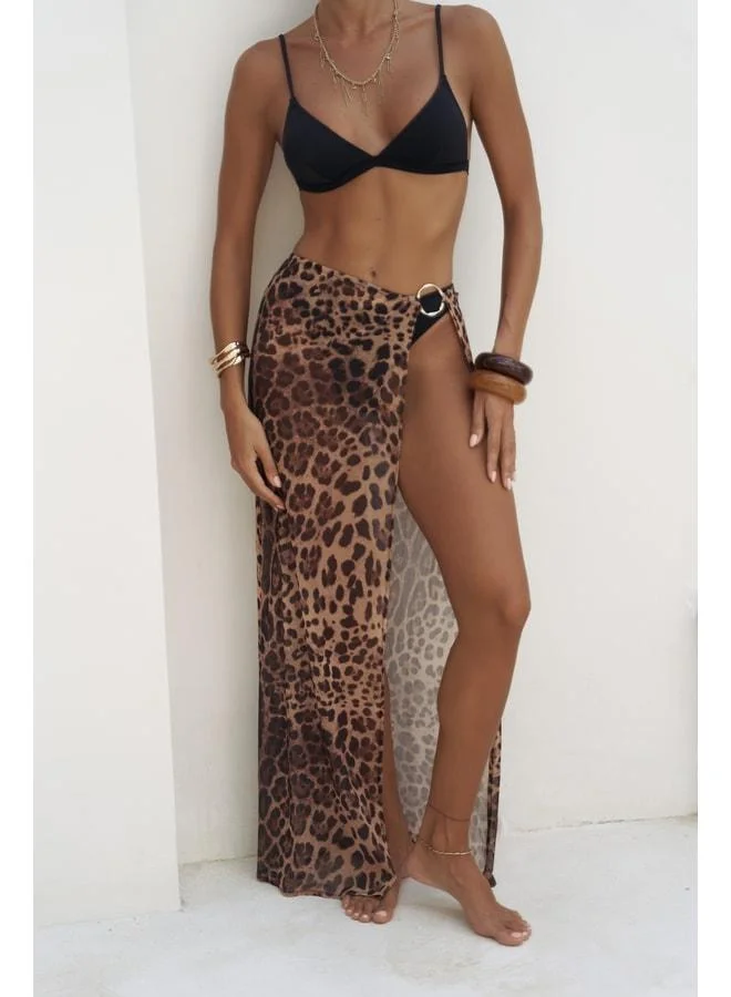 Bohemai  Evgenios Belted Leopard Pattern Long Skirt. for Women | Best Price UAE
