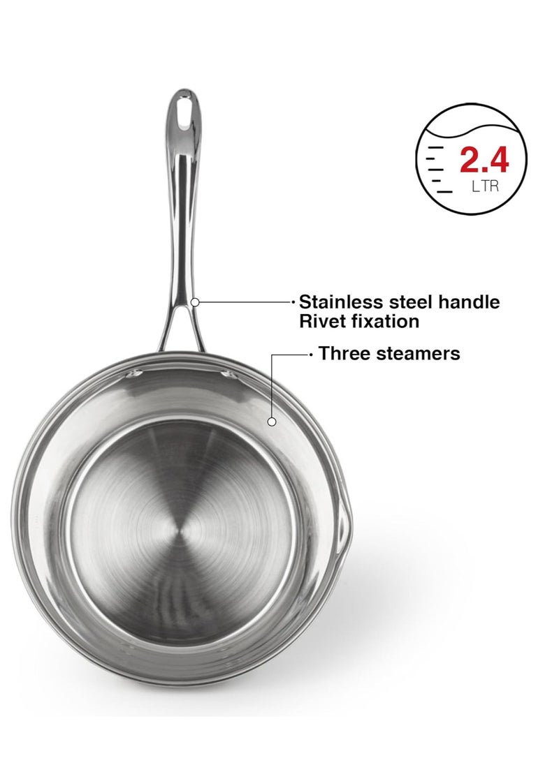 Fissman - Saucepan 2.4L with Measuring Mark, Stainless Steel Saucepan 18x9cm Felice Series, 18/10 Inox 304 Steel, Induction Bottom Compatible with all types of Stovetops - Image 1