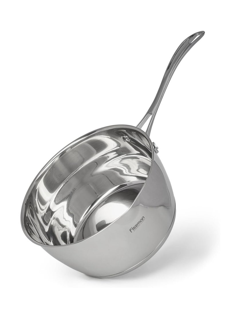 Fissman - Saucepan 2.4L with Measuring Mark, Stainless Steel Saucepan 18x9cm Felice Series, 18/10 Inox 304 Steel, Induction Bottom Compatible with all types of Stovetops - Image 1