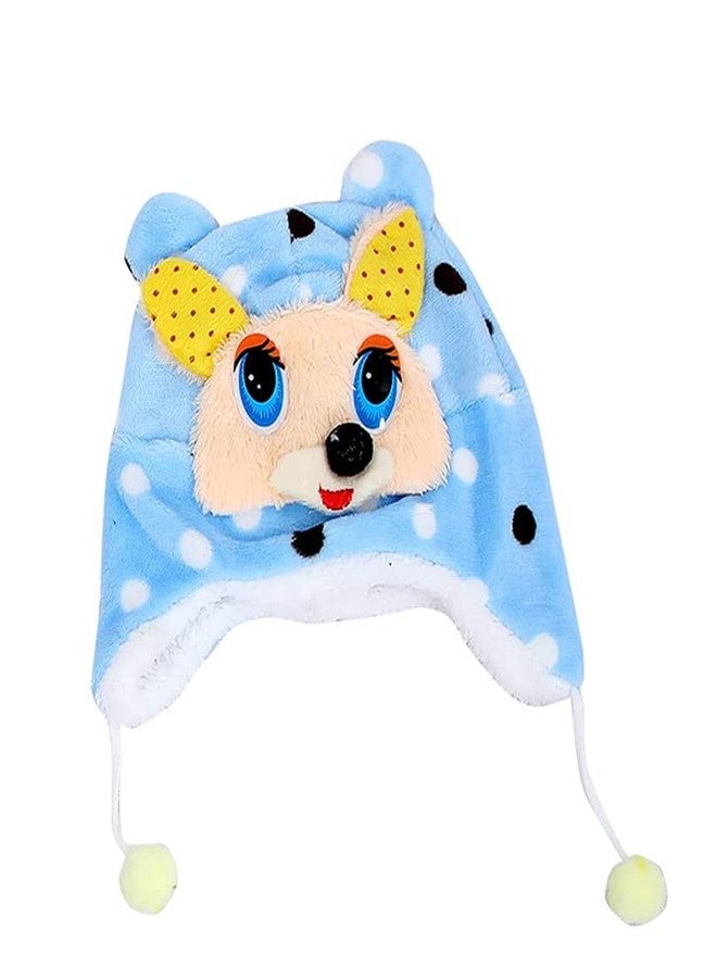 ROL Reoutlook Winter Animal Kids Fur Cap/Winter Woolen Kids Cap Sky Blue - Image 1