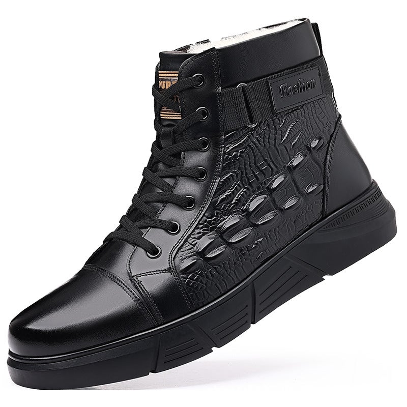 2024 Winter Velvet Cotton Shoes Men'S Leather Shoes Martin Boots Outdoor Casual Shoes Men'S Snow Boots Dad Thickened Shoes - Image 1