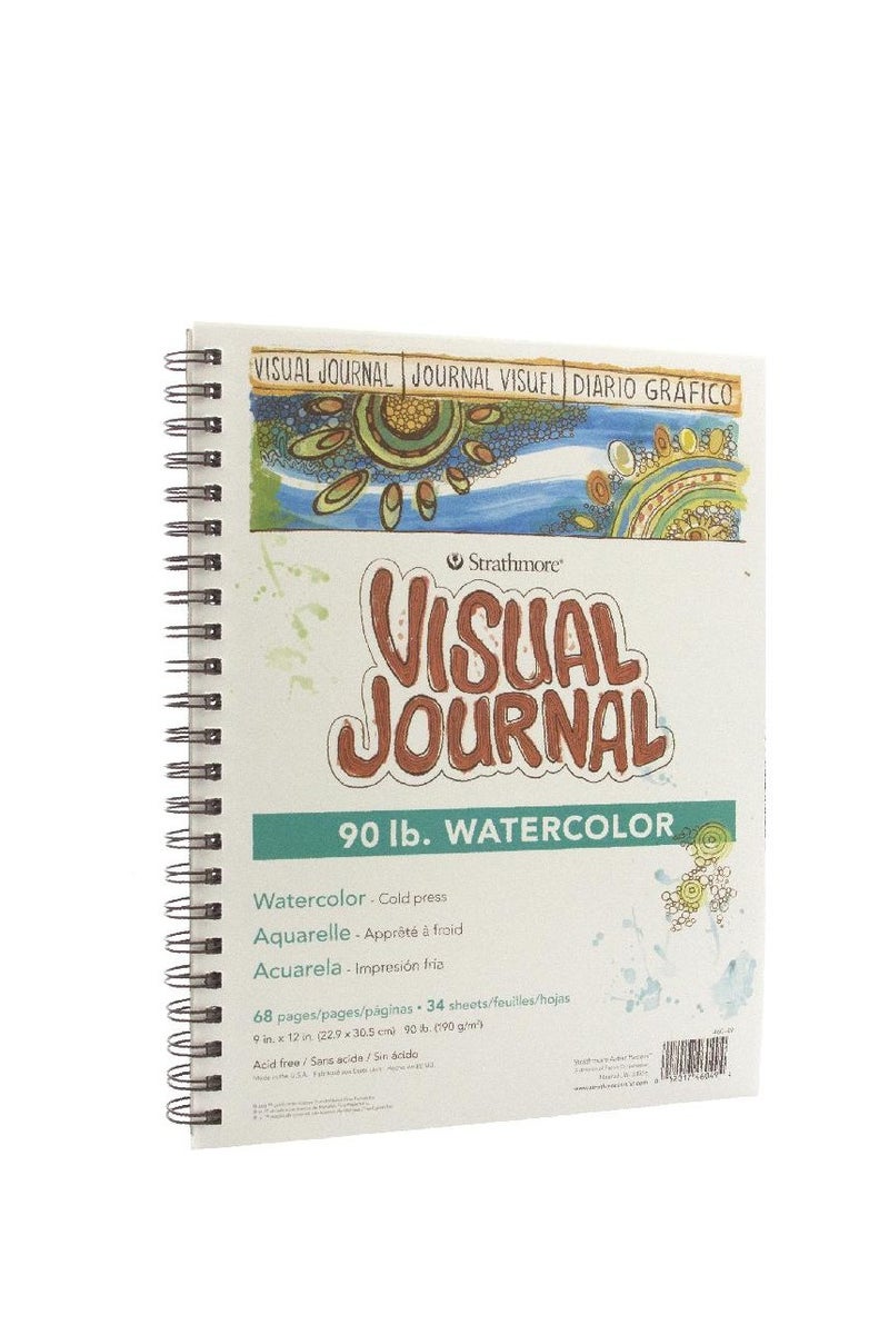 ستراث مور دفتر ألوان مائية من Visual Journal 190 غ/م²، أبيض، 9 × 12 بوصة، 34 ورقة - Image 1