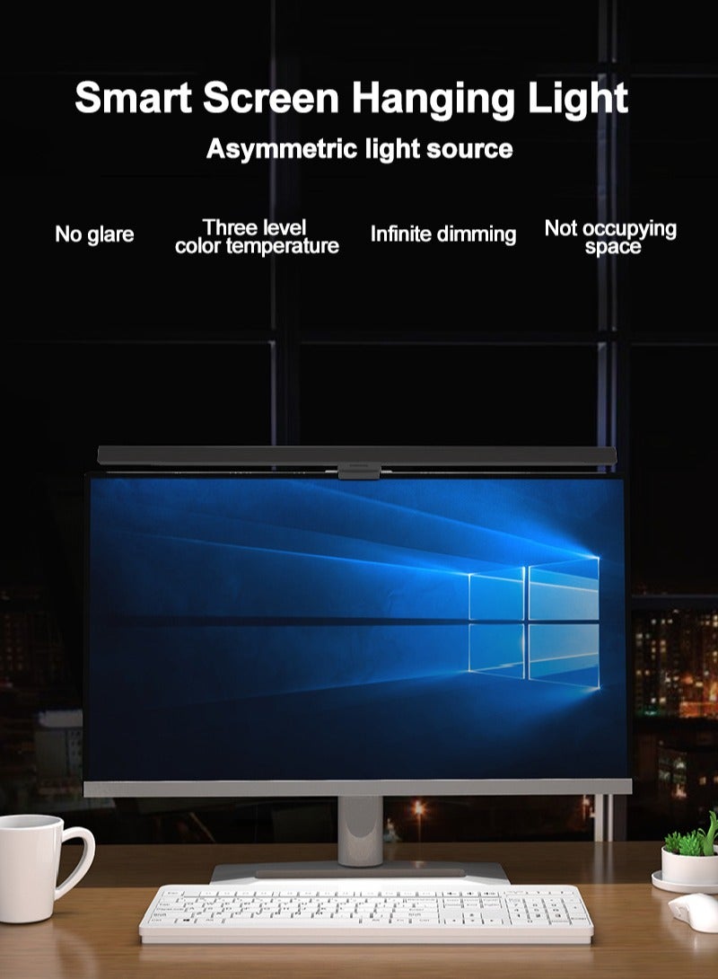 FlashHawk Smart Monitor Screen Hanging Lamp Laptop Light with Adjustable Brightness/Color for Office/Home/Gaming/Desk Black 330MM - Image 2