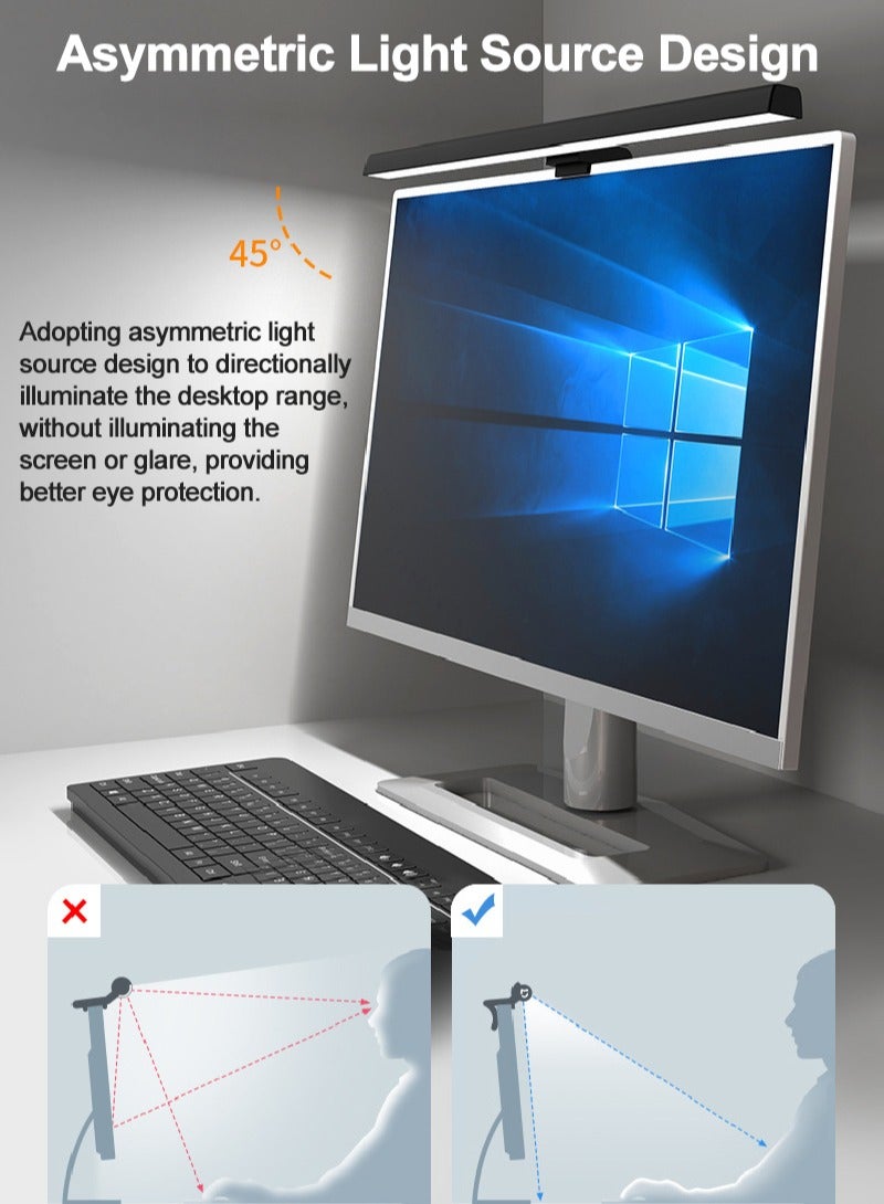 FlashHawk Smart Monitor Screen Hanging Lamp Laptop Light with Adjustable Brightness/Color for Office/Home/Gaming/Desk Black 330MM - Image 3