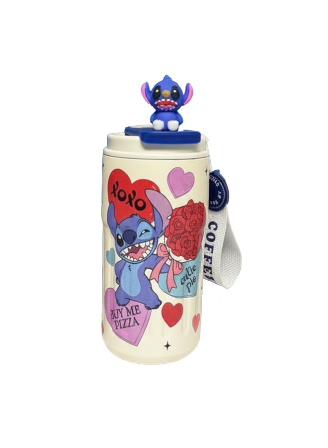 كوب حراري من الفولاذ المقاوم للصدأ سعة 320 مل بمقبض جانبي وماصة قابلة للإزالة، كوب ماء معزول للاستخدام في الصالة الرياضية والرياضة والاستخدام اليومي، غطاء مانع للتسرب - Image 5