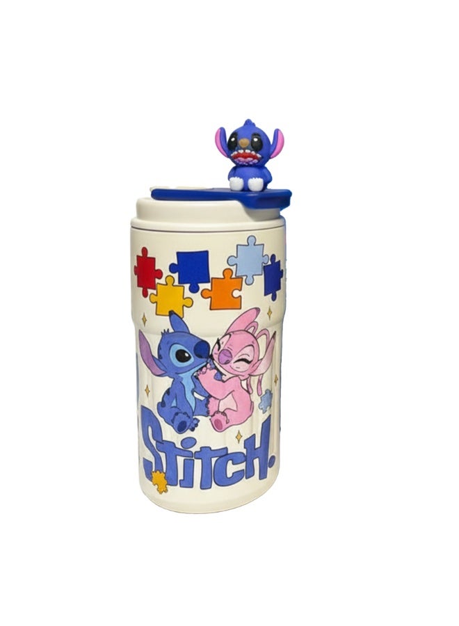 كوب حراري من الفولاذ المقاوم للصدأ سعة 320 مل بمقبض جانبي وماصة قابلة للإزالة، كوب ماء معزول للاستخدام في الصالة الرياضية والرياضة والاستخدام اليومي، غطاء مانع للتسرب - Image 4