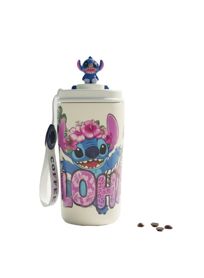 كوب حراري من الفولاذ المقاوم للصدأ سعة 320 مل بمقبض جانبي وماصة قابلة للإزالة، كوب ماء معزول للاستخدام في الصالة الرياضية والرياضة والاستخدام اليومي، غطاء مانع للتسرب - Image 1