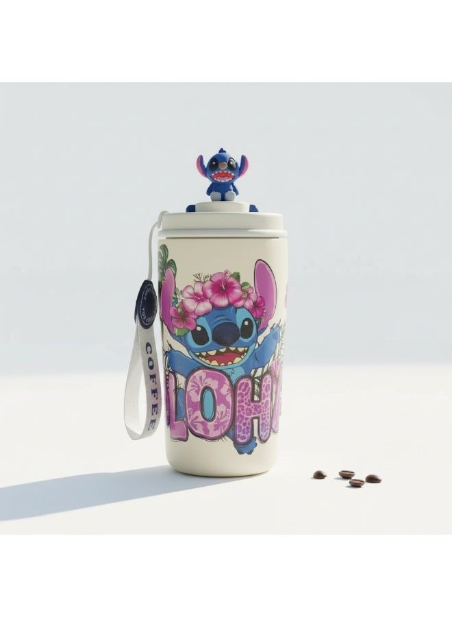 كوب حراري من الفولاذ المقاوم للصدأ سعة 320 مل بمقبض جانبي وماصة قابلة للإزالة، كوب ماء معزول للاستخدام في الصالة الرياضية والرياضة والاستخدام اليومي، غطاء مانع للتسرب - Image 2