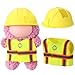 Simgoing 17cm Doll Construction Worker Costume Outfit Accessory with Mini Construction Helmet Safety Vest Fits Stand Seat Series Hard Hat Doll Clothes for Display Collection GiftYellow - Image 2