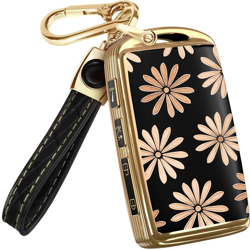 Lucrum Compatible with Mazda CX5 Key Fob Cover & Leather Keychain - TPU Keyfob Case for 3, 6, CX-5, CX-9, CX-30, CX-50, CX-70 (2019-2025) - Flower Vibe - Image 1