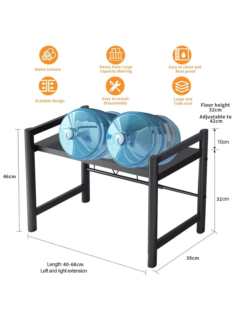 AUTOYSUR Microwave Stand, Microwave Oven Rack With 6 Hooks, Expandable Horizontal Extension Microwave Shelf, Kitchen Counter Organizer for Toaster Oven Rice Cooker - Image 3