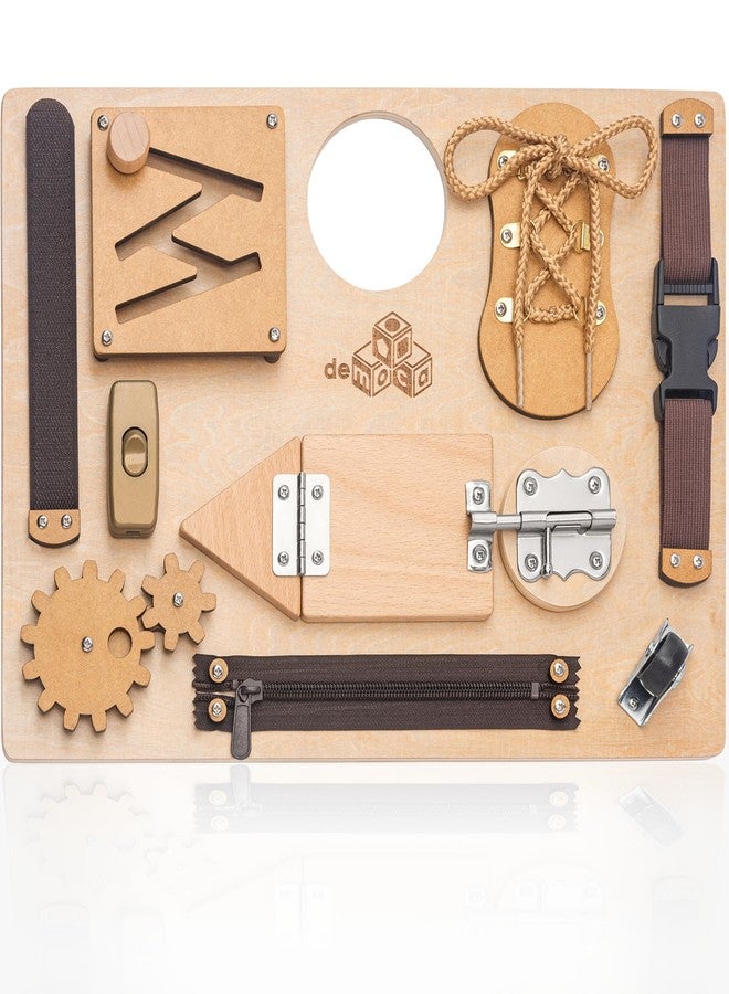 deMoca Sensory Busy Board for Toddlers, Premium Wooden Toddler Busy Board for 1 2 3 Year Old with 10 Educational Activities for Fine Motor Skills, Fidget Activity Toy for Travel - Image 1