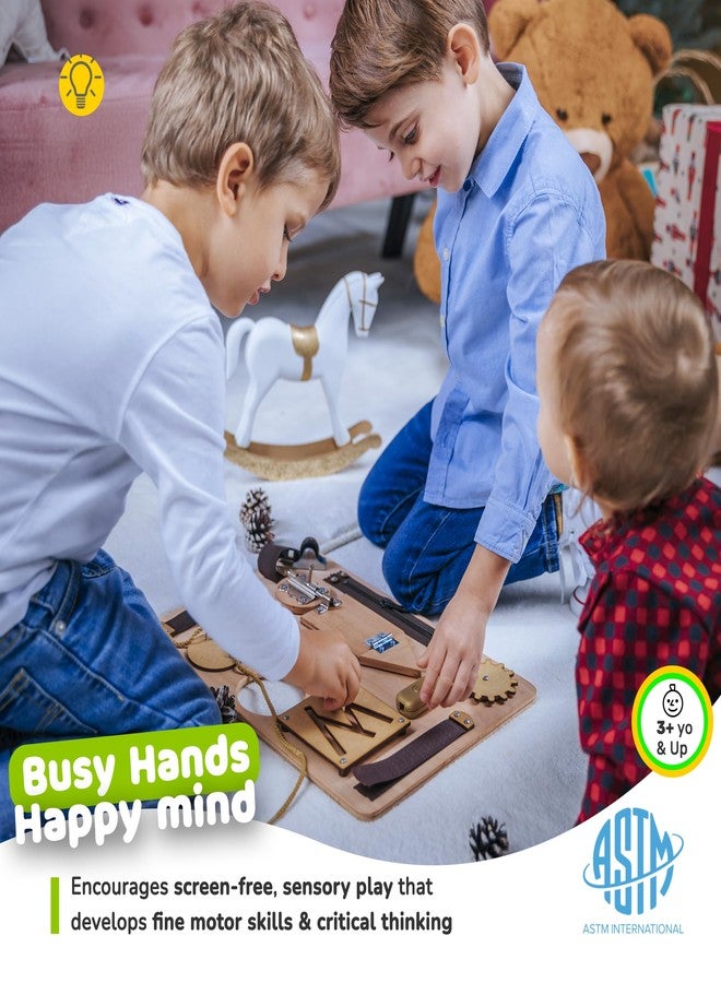 deMoca Sensory Busy Board for Toddlers, Premium Wooden Toddler Busy Board for 1 2 3 Year Old with 10 Educational Activities for Fine Motor Skills, Fidget Activity Toy for Travel - Image 2