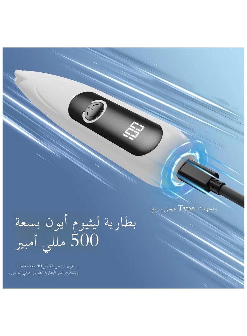 كرونايتي طقم قص شعر كهربائي للحيوانات الأليفة (شاشة LED) – صامت، قابل للشحن، لاسلكي، قص دقيق مصمم للكلاب والقطط، مع خاصية تعديل السرعة المزدوجة. مثالي لقص المناطق الحساسة مثل الأذنين والوجه وحول العينين. (لون أبيض) - Image 5