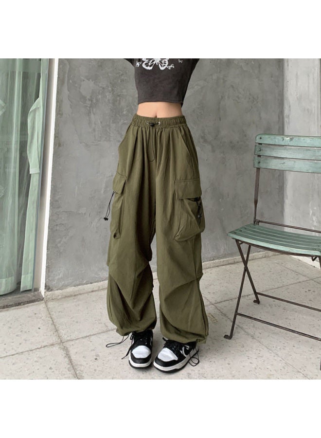 American Work Casual Pants Children's  Summer New High Waist Loose Drawstring Design Niche Sports Pants