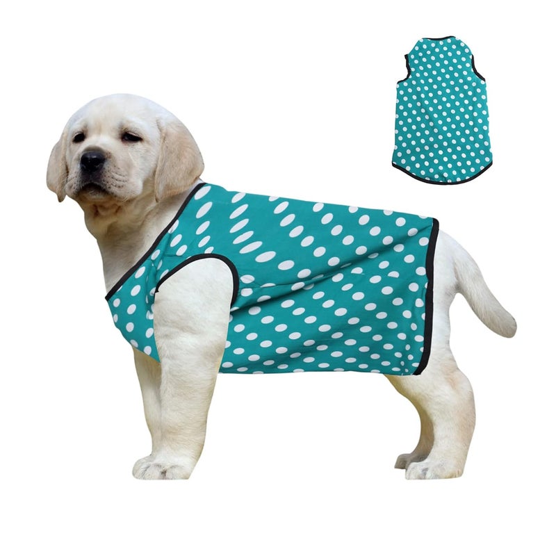Western Era Funky Soft Cotton Dog T-Shirt | Comfortable & Breathable Dog Clothing | Sleeveless Vest Puppy Outfit |(Polka Sky Blue) (XLarge - 26inches) - Image 1