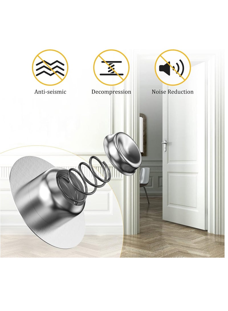 Magnetic Door Stop, 2 Pack Door Catch Holder with 3M Double-Sided Adhesive Tape,  Wall  Floor Mounted Door Stopper for Bedroom, Office (Silver) - Image 4