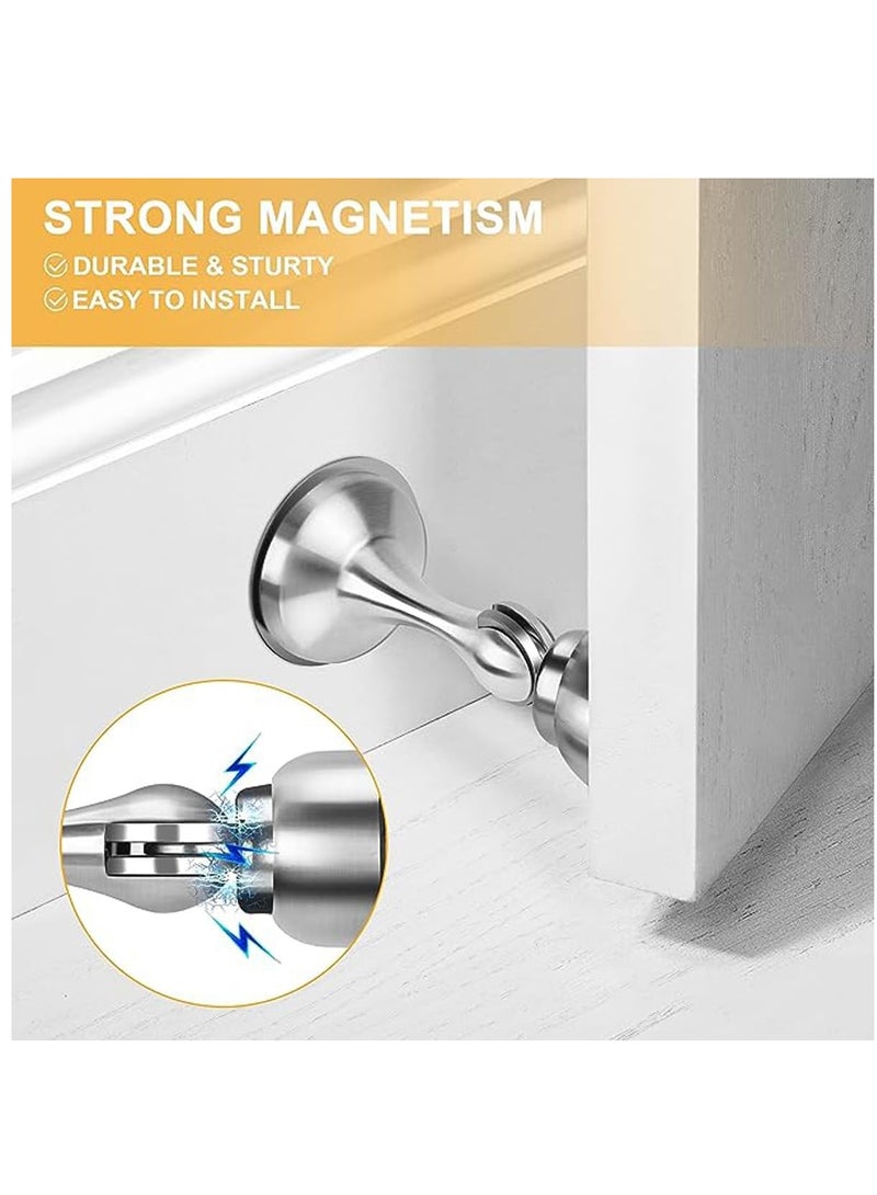 Magnetic Door Stop, 2 Pack Door Catch Holder with 3M Double-Sided Adhesive Tape,  Wall  Floor Mounted Door Stopper for Bedroom, Office (Silver) - Image 3