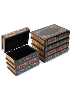 Tosnail Tosnail 2 Pack Decorative Book Boxes Wooden Antique Book Decorations Vintage Book Storage Box  - Image 2