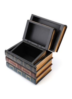 Tosnail Tosnail 2 Pack Decorative Book Boxes Wooden Antique Book Decorations Vintage Book Storage Box  - Image 3
