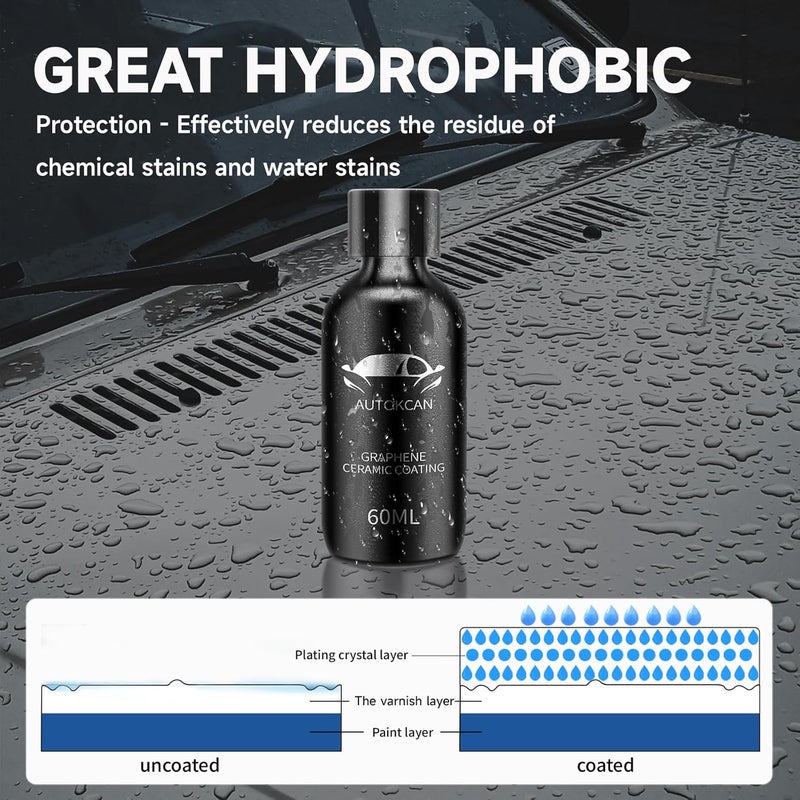 Graphene Ceramic Coating, 10H Graphene Coating for Car Detailing, Advanced UV Technology Super High Gloss Anti-Scratch Hydrophbic Mirror Paint Sealant 7 Years Prorection - Image 3
