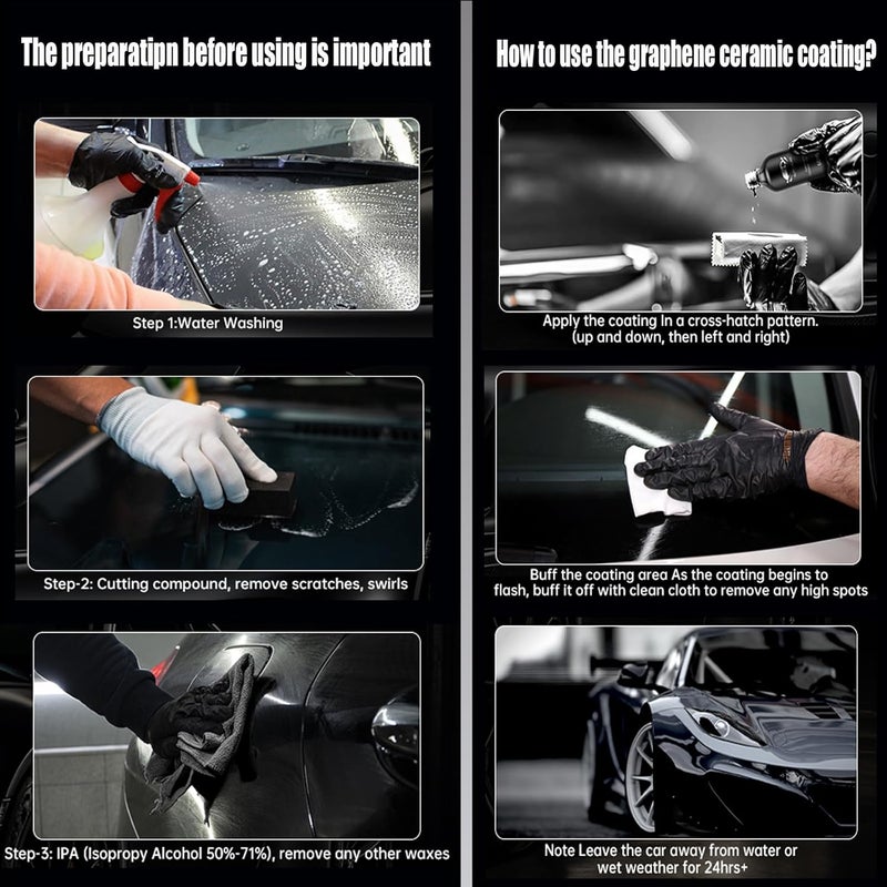 Graphene Ceramic Coating, 10H Graphene Coating for Car Detailing, Advanced UV Technology Super High Gloss Anti-Scratch Hydrophbic Mirror Paint Sealant 7 Years Prorection - Image 2