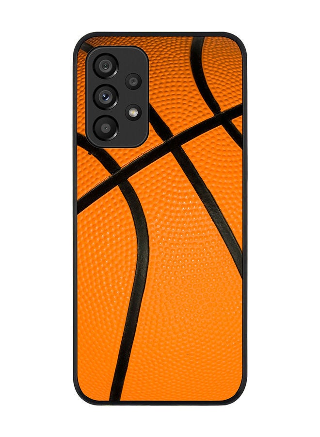 Stylizedd Rugged Black edge case for Samsung Galaxy A33 5G Slim fit Soft Case Flexible Rubber Edges Anti Drop TPU Gel Thin Cover - Basketball - Image 1
