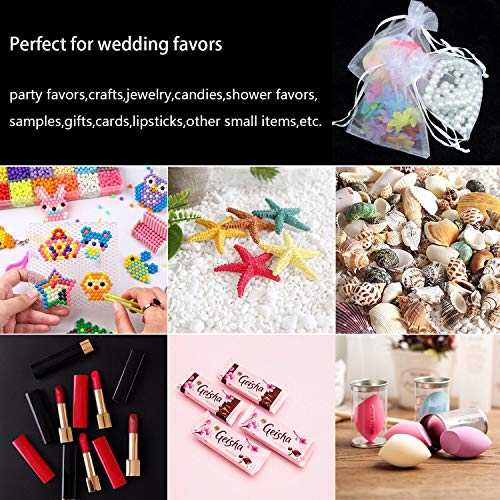 SumDirect 100PCS 3x4 Inches Organza Gift Bags with Drawstring-White - Image 5