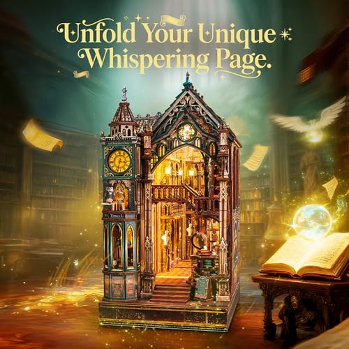 FUNPOLA Magic Library Book Nook Kit LED 3D Wood Puzzle with Infinity Mirror DIY Bookshelf Decor Miniature Craft Gift for Kids and Adults - Image 5