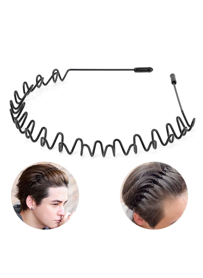 ORiTi Metal Hairband for Men Headband Women Hair Bands Men Unisex Black Wavy Spring Outdoor Sports  - Image 1