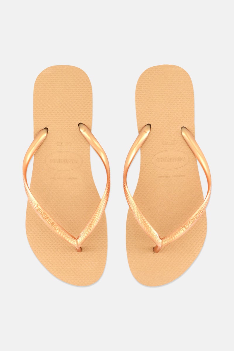 Havaianas Women Style 2 Slip On Brand Logo Slipper, Gold - Image 3
