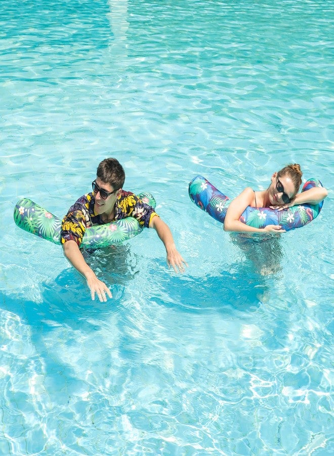 FindUWill Inflatable Pool Floats Chair - 2 Pack Water Floating Pool Chair Adult, Soft Fabric Covered Pool Lounger Float with Sling, Pool Noodles for Adult (Flamingo & Green) - Image 4