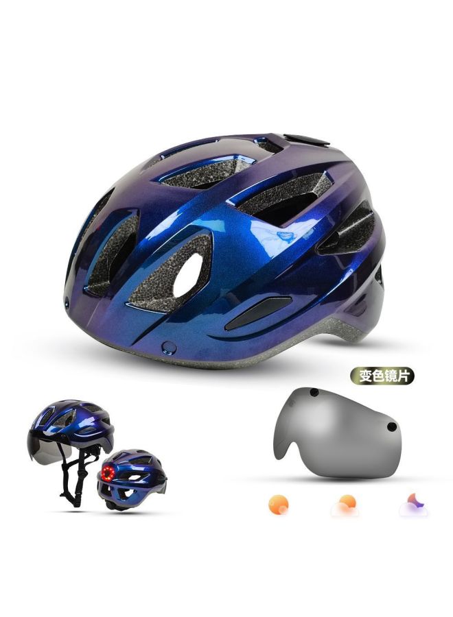 Professional Cycling Helmet for Men and Women, Mountain Road Bike, Large Head Circumference, Ultra-Light, Includes Color-Changing Goggles and Taillight (Chameleon)