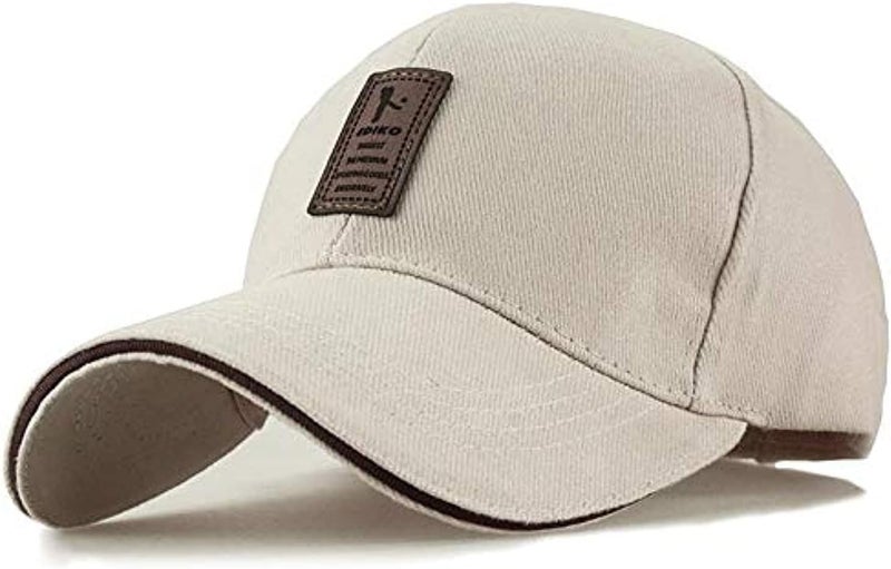 Cotton Baseball Hat for Men, Beige - One Size