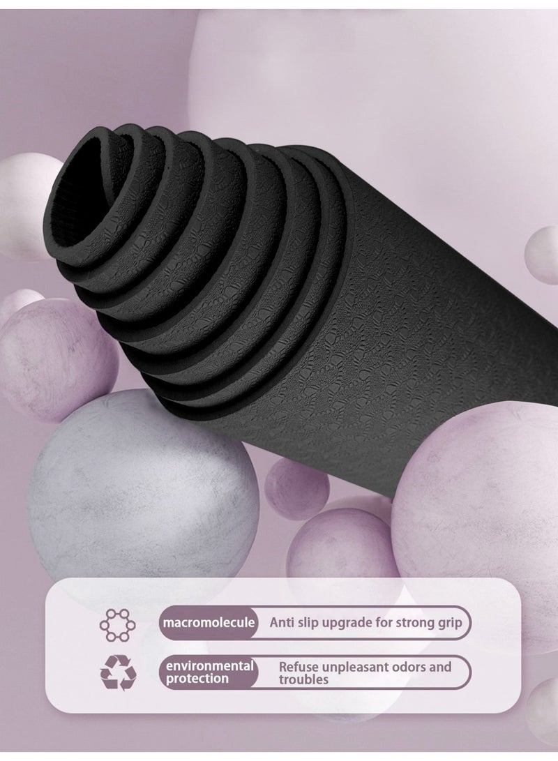 Black Anti-Slip Fitness Yoga Mat, Shock Absorbing Training Mat for Indoor Gym - Image 4