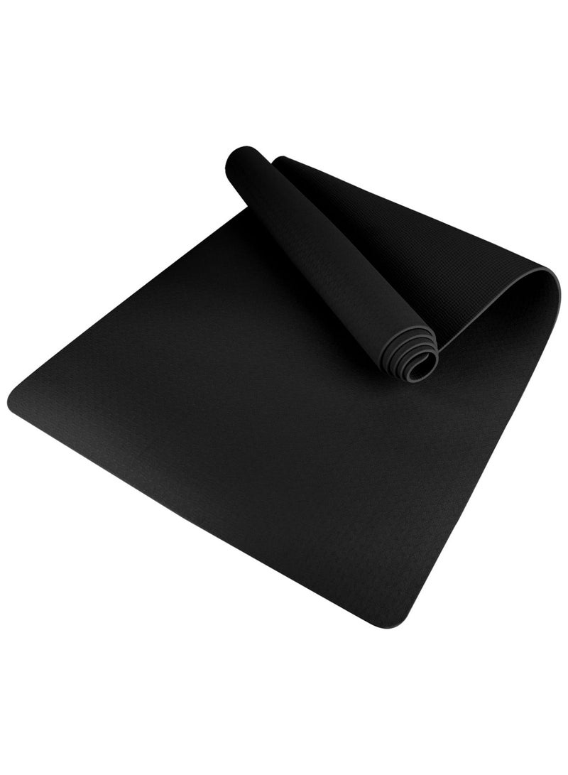 Black Anti-Slip Fitness Yoga Mat, Shock Absorbing Training Mat for Indoor Gym - Image 1