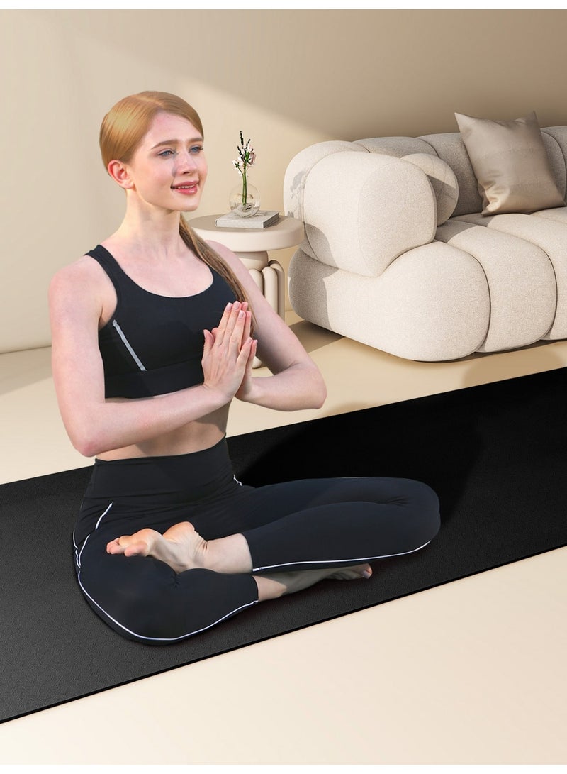 Black Anti-Slip Fitness Yoga Mat, Shock Absorbing Training Mat for Indoor Gym - Image 5