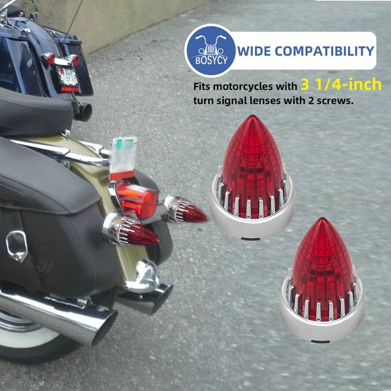 AUTOKAY BOSYCY 3 1/4" Motorcycle Bullet Turn Signal Lens Covers - Red (2 Pack) - Image 3