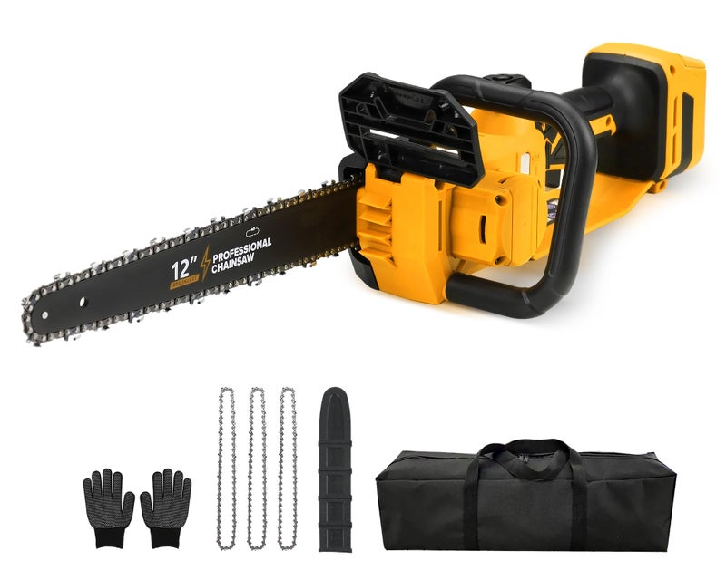 FXAFXA Brushless Electric Chainsaw 12" Cordless Tool Only for Dewalt 20V/60V Battery with Auto Oiler & Security Lock, for Tree Saw Trimming and Branch Wood Cutting (Tool Only) - Image 1