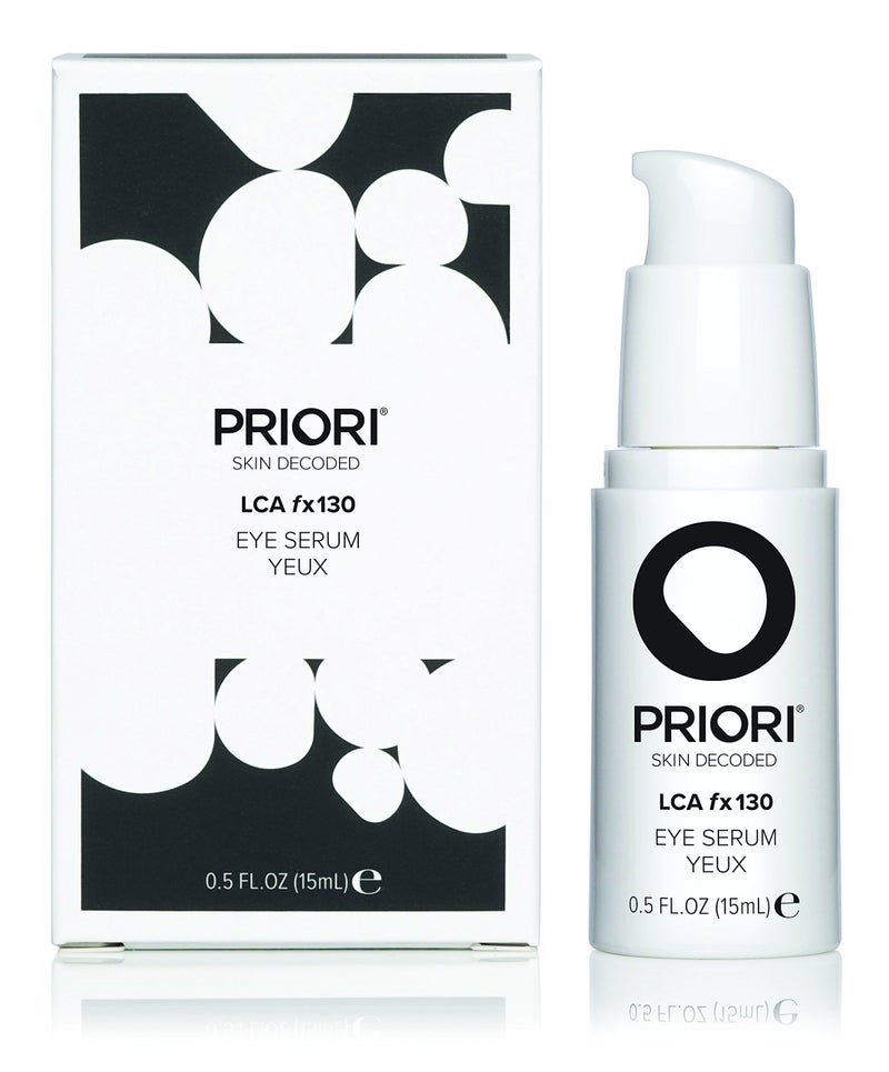 Priori Skincare Eye Serum with AHA Lactic Acid Caffeine Vitamin C E A Firming Depuffing Eye Gel for Dark Circles and Wrinkles Fragrance Free Dermatologist Tested 05 fl oz
