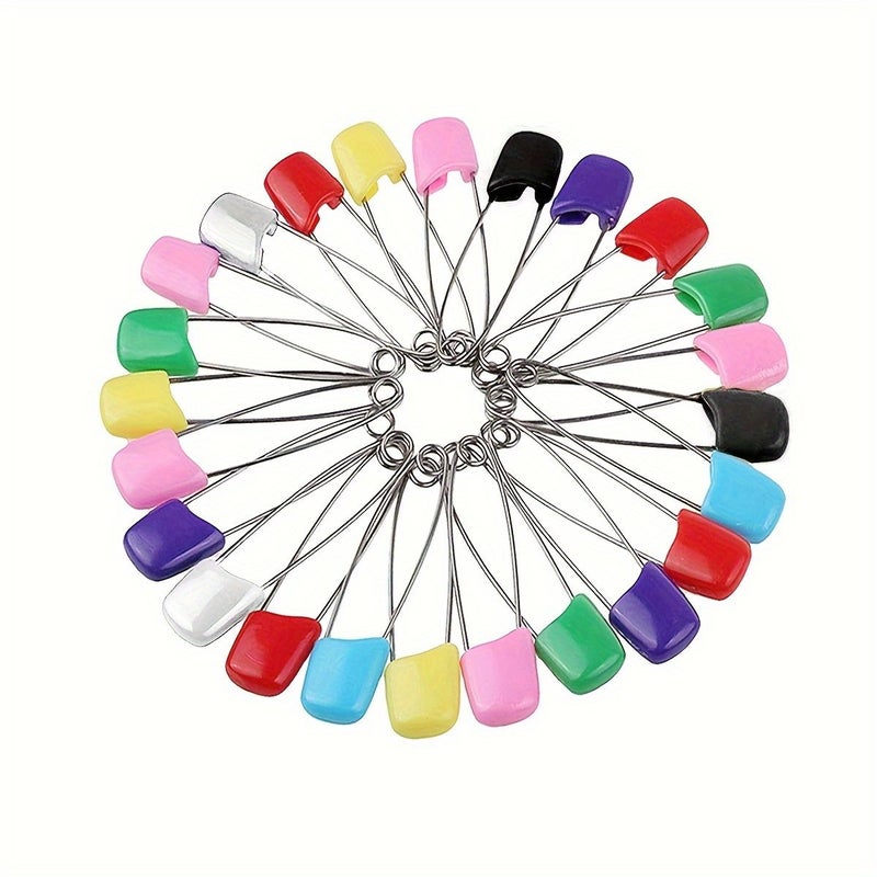70 Pcs Random Colors Diaper Pins 2.2in Stainless Steel Safety Pins For Cloth Diapers Plastic Head Pins With Safe Locking Closures - Image 2
