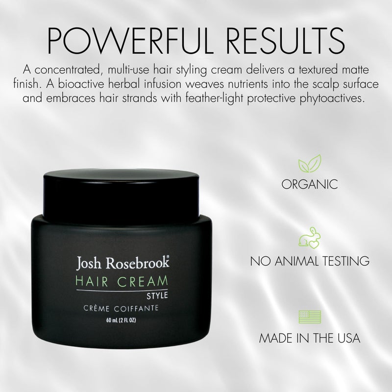 Josh Rosebrook Hair Cream - hair styling cream that creates height, separation, and texture on short to long hairstyles - 60 mL - 2 Oz - Image 2