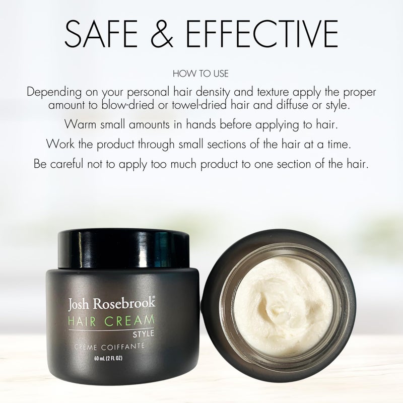 Josh Rosebrook Hair Cream - hair styling cream that creates height, separation, and texture on short to long hairstyles - 60 mL - 2 Oz - Image 3